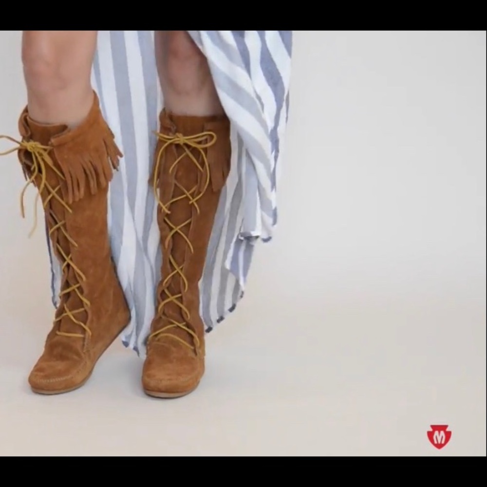 tan minnetonka knee high boots